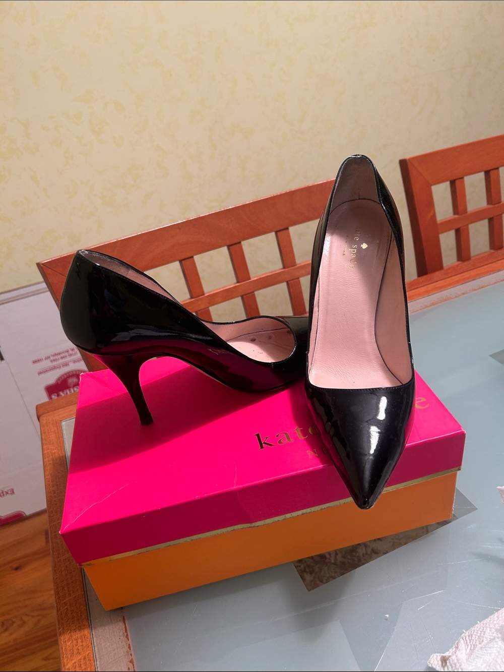 kate spade Black Patent Pointed-Toe Stiletto Pumps - Picture 2 of 4